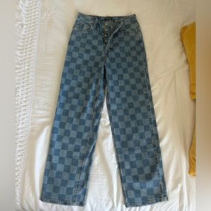 Wild Fable checkered pattern jeans! High rise, straight, size 0!